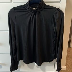 Women’s If She Loves, smocked neck Black Top, size Small